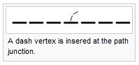 A dash vertex is inserted at the path junction.